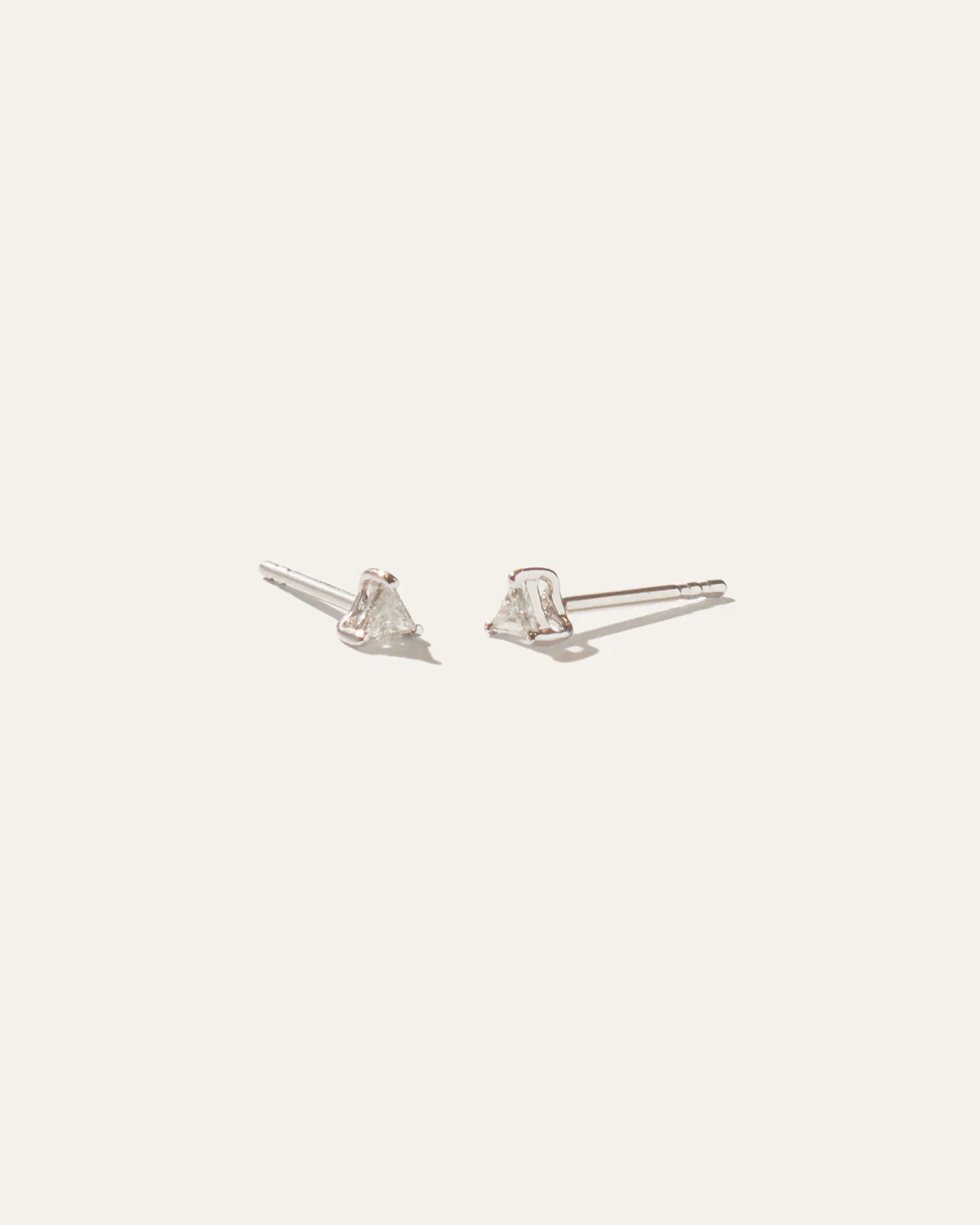 14K Gold Petite Diamond Triangle Sol Studs