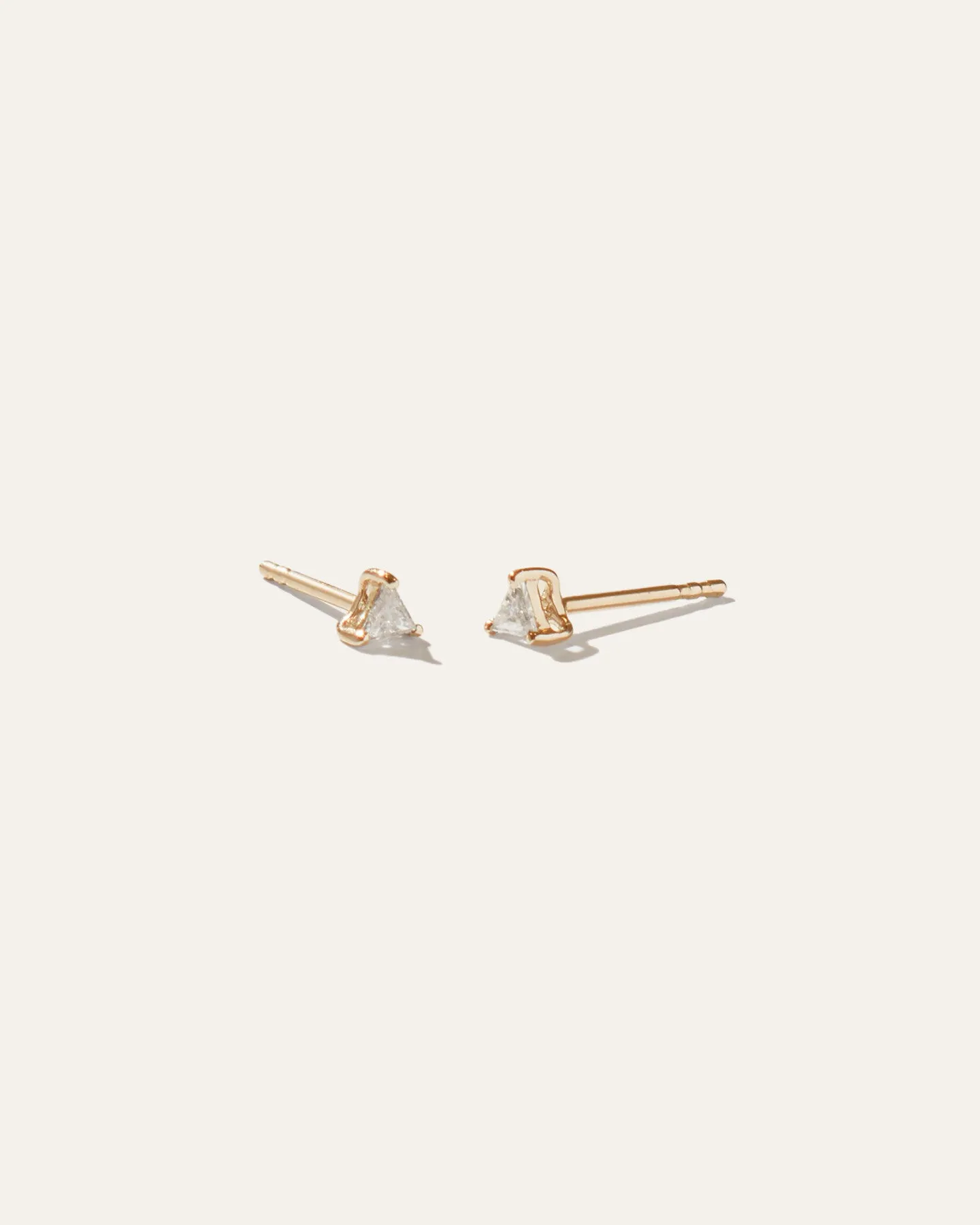 14K Gold Petite Diamond Triangle Sol Studs