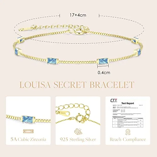 14K Gold Plated Dainty Simple Link Bracelet, 925 Sterling Silver Birthday Anniversary