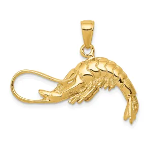 14K Gold Polished 3D Shrimp Pendant for Men by Sophia Jewelers