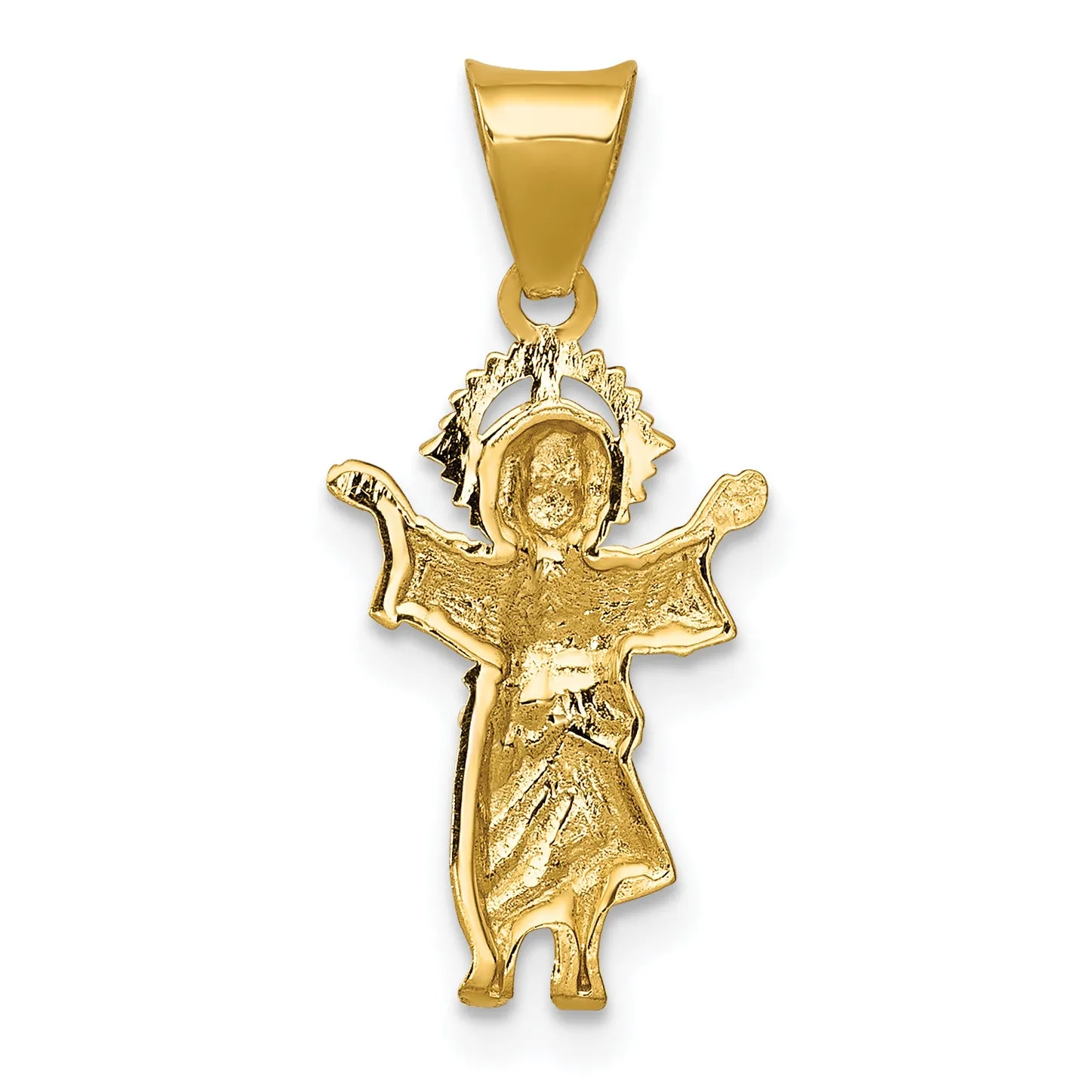 14K Gold Polished Baby Jesus Pendant with Rhodium Accent