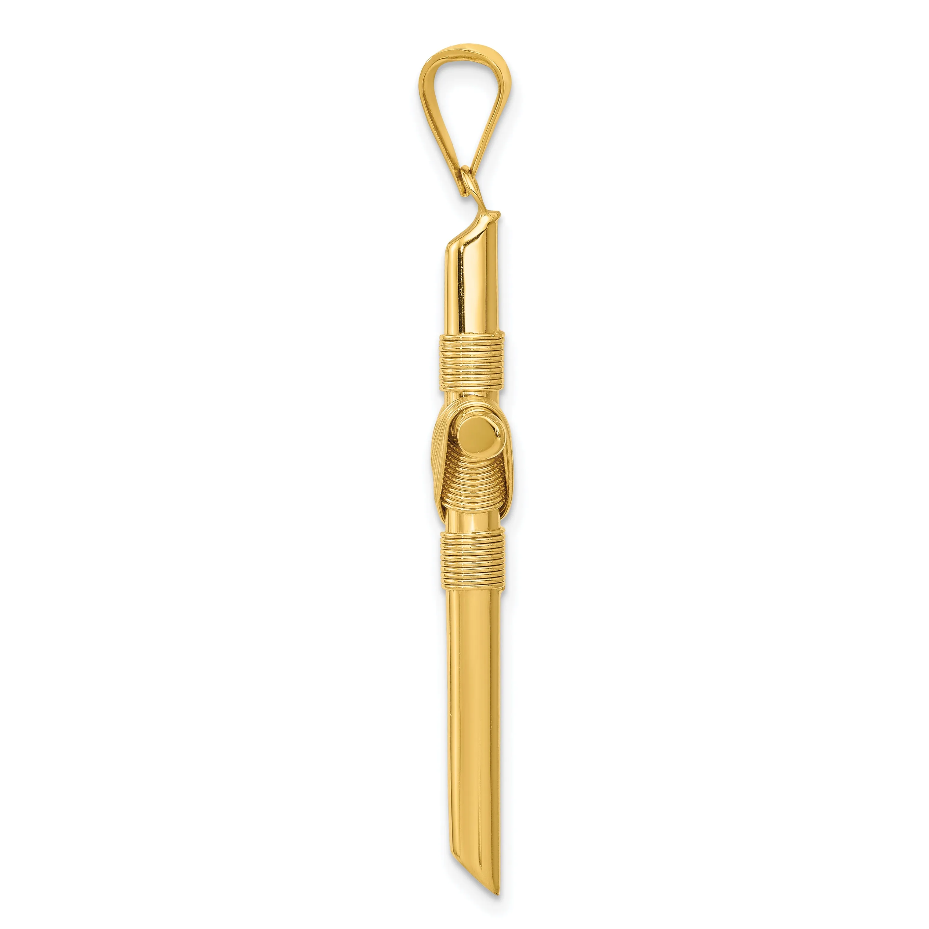 14K Gold Polished Cross Pendant with Center Wrap  Elegant 3D Design