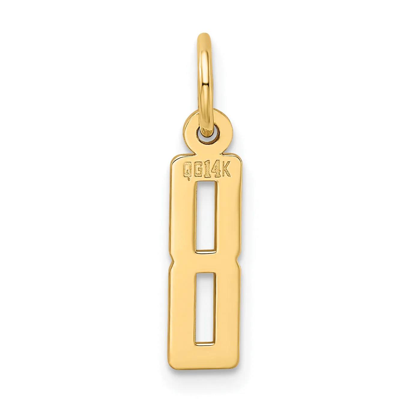 14K Gold Polished Elongated Number 8 Charm  Small, Laser-Cut Design