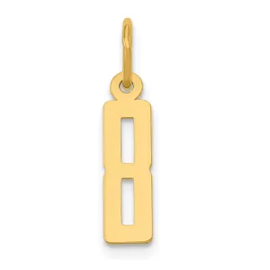 14K Gold Polished Elongated Number 8 Charm  Small, Laser-Cut Design