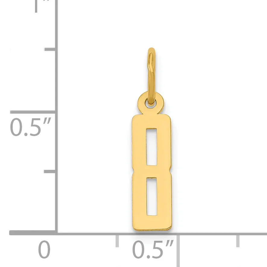 14K Gold Polished Elongated Number 8 Charm  Small, Laser-Cut Design