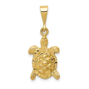 14K Gold Polished Men's Sea Turtle Charm by Sophia Jewelers