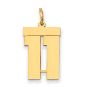 14K Gold Polished Number 11 Charm Laser Cut Medium Size