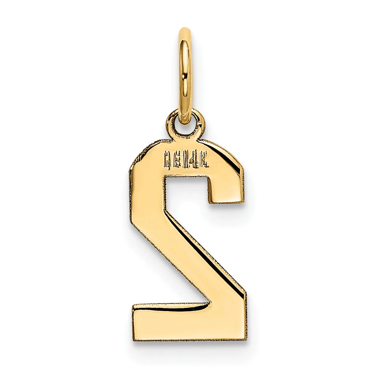 14K Gold Polished Number 2 Charm  Small, Elegant Laser-Cut Design