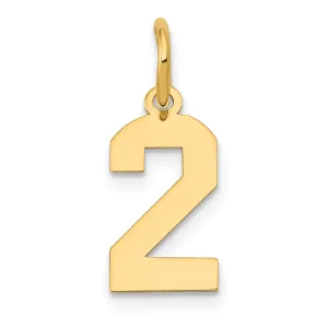 14K Gold Polished Number 2 Charm  Small, Elegant Laser-Cut Design