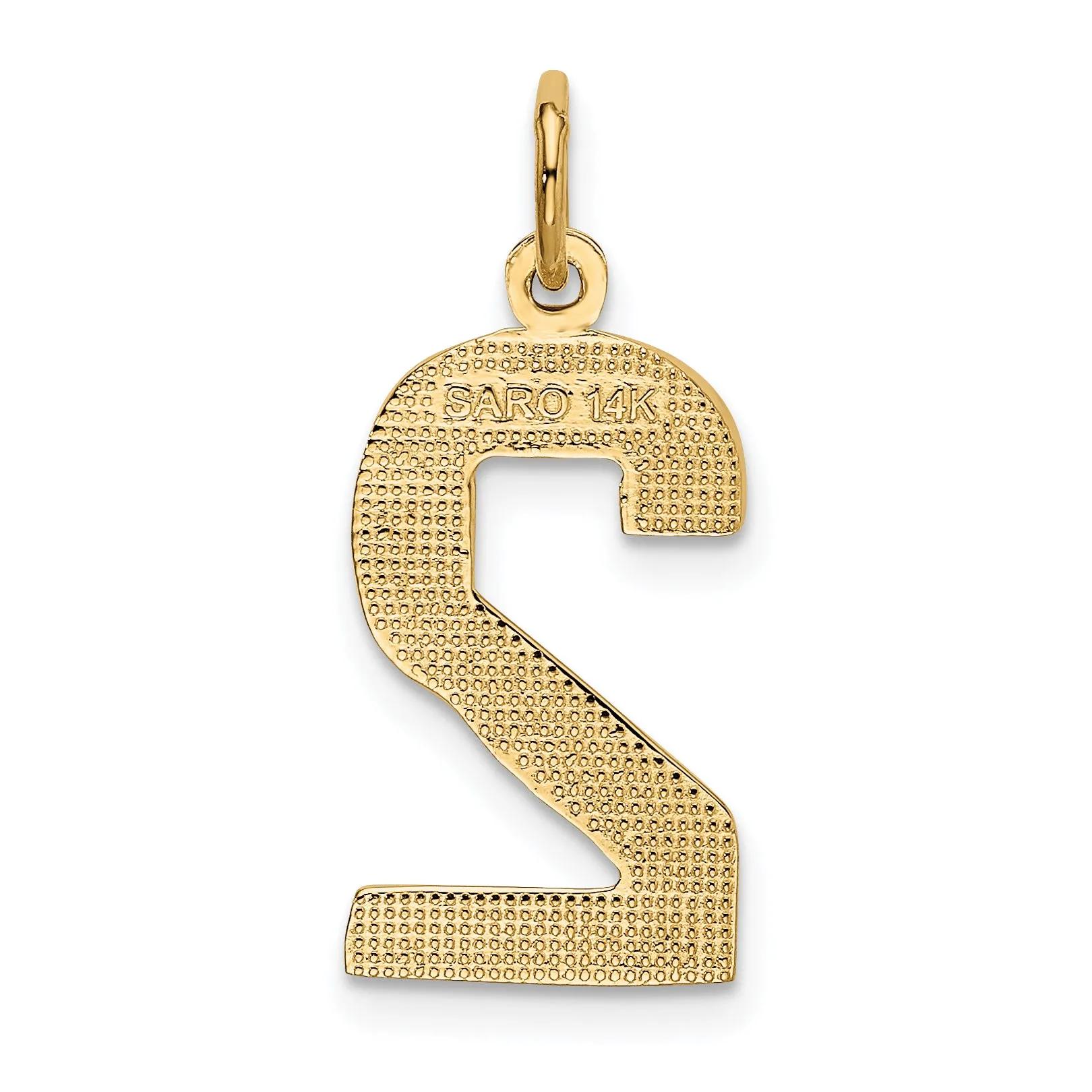 14K Gold Polished Number 2 Large Charm  Elegant Cast Design for Pendants