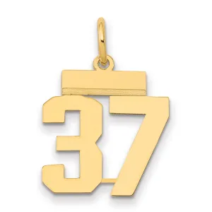 **14K Gold Polished Number 37 Charm  Laser Cut, Small, Elegant Design**