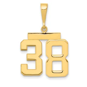 14K Gold Polished Number 38 Charm with Medium Size Elegant Finish