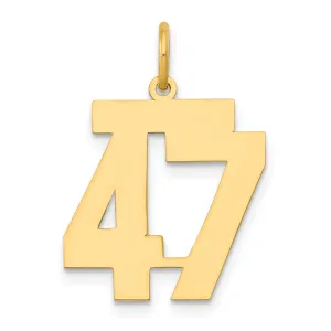 14K Gold Polished Number 47 Charm Laser Cut Medium Size