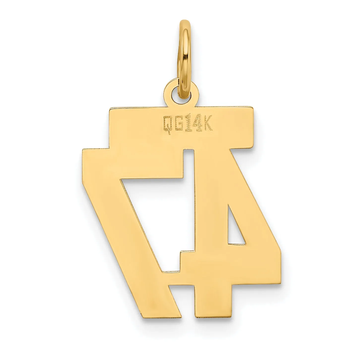 14K Gold Polished Number 47 Charm Small, Laser Cut Elegance