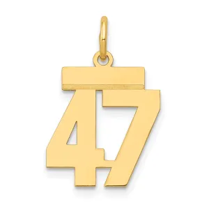 14K Gold Polished Number 47 Charm Small, Laser Cut Elegance