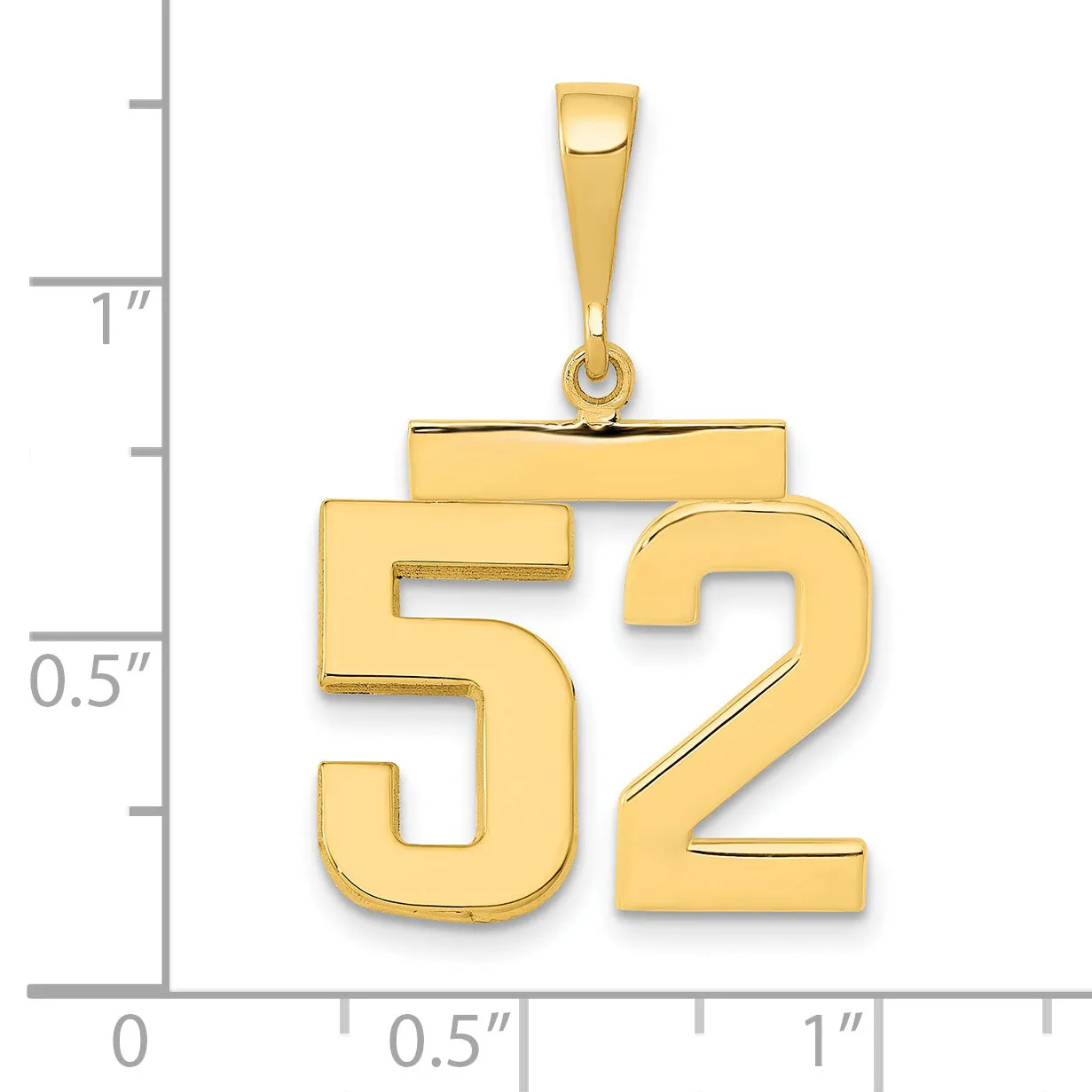 14K Gold Polished Number 52 Charm in Elegant Medium Size