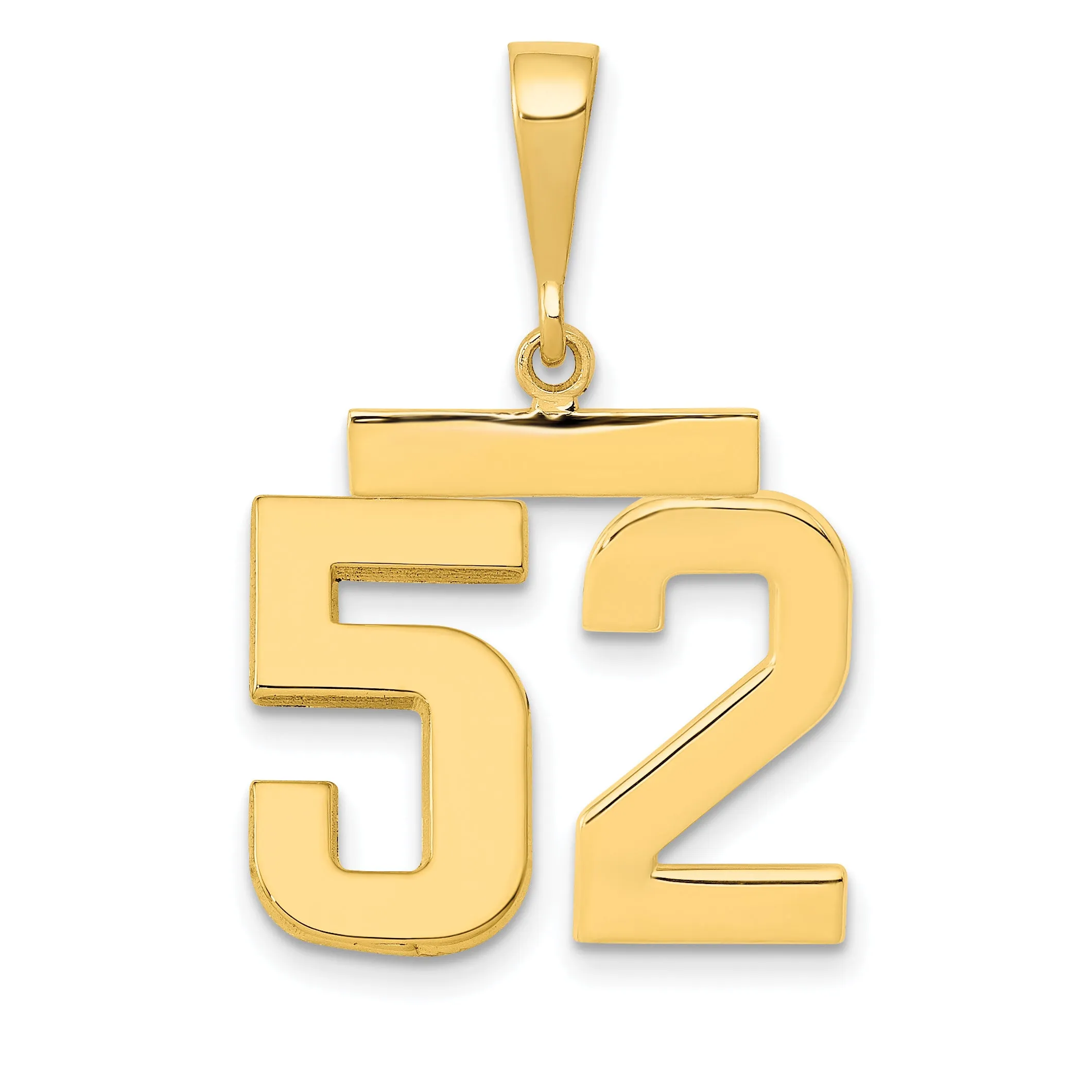 14K Gold Polished Number 52 Charm in Elegant Medium Size
