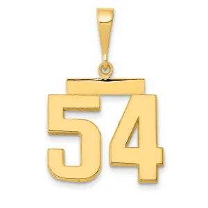 14K Gold Polished Number 54 Charm in Elegant Medium Size