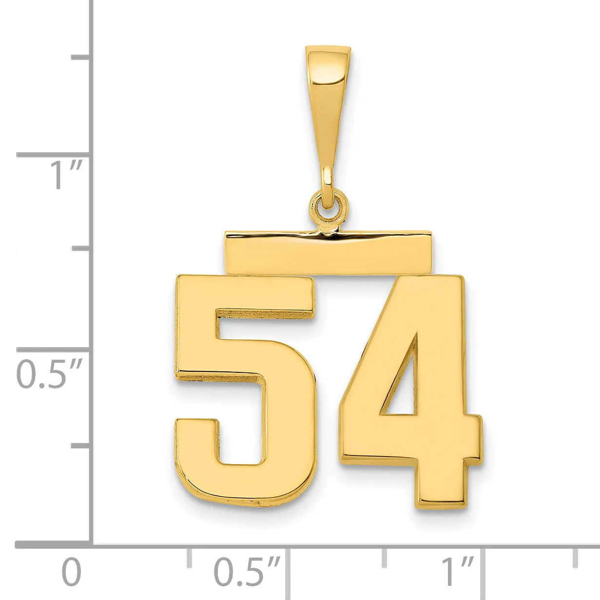 14K Gold Polished Number 54 Charm in Elegant Medium Size