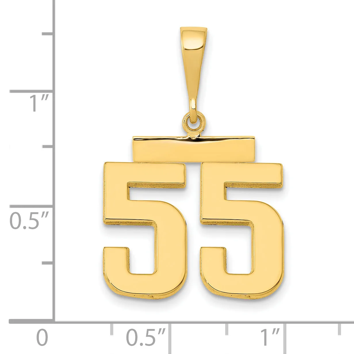 14K Gold Polished Number 55 Charm  Elegant Casted Medium Size