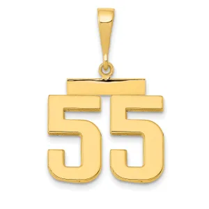 14K Gold Polished Number 55 Charm  Elegant Casted Medium Size