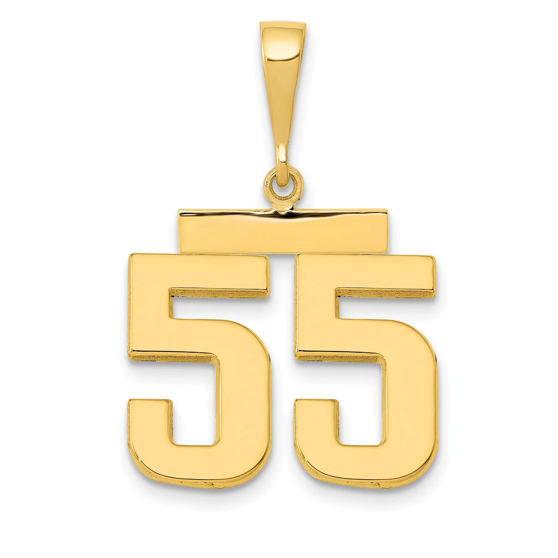 14K Gold Polished Number 55 Charm  Elegant Casted Medium Size