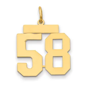 14K Gold Polished Number 58 Charm Laser Cut Medium Size Pendant