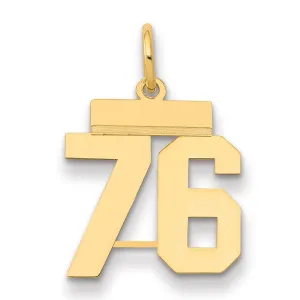 14K Gold Polished Number 76 Charm Laser Cut Small