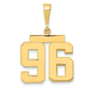 14K Gold Polished Number 96 Charm Medium Size Elegant Design