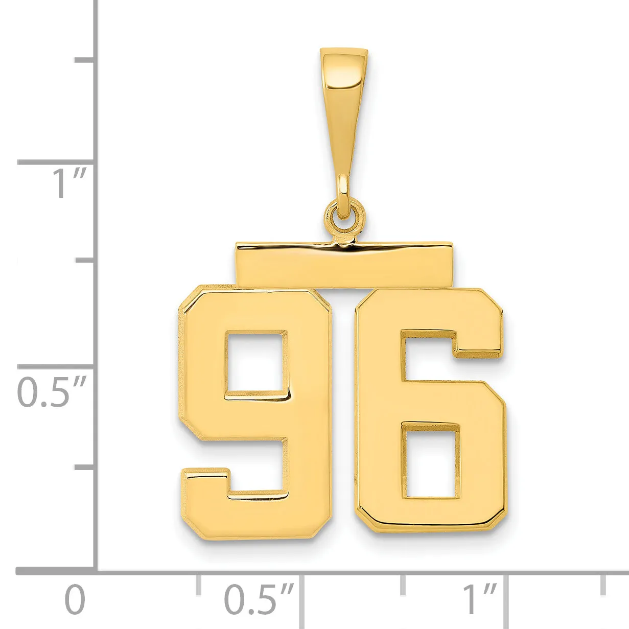 14K Gold Polished Number 96 Charm Medium Size Elegant Design