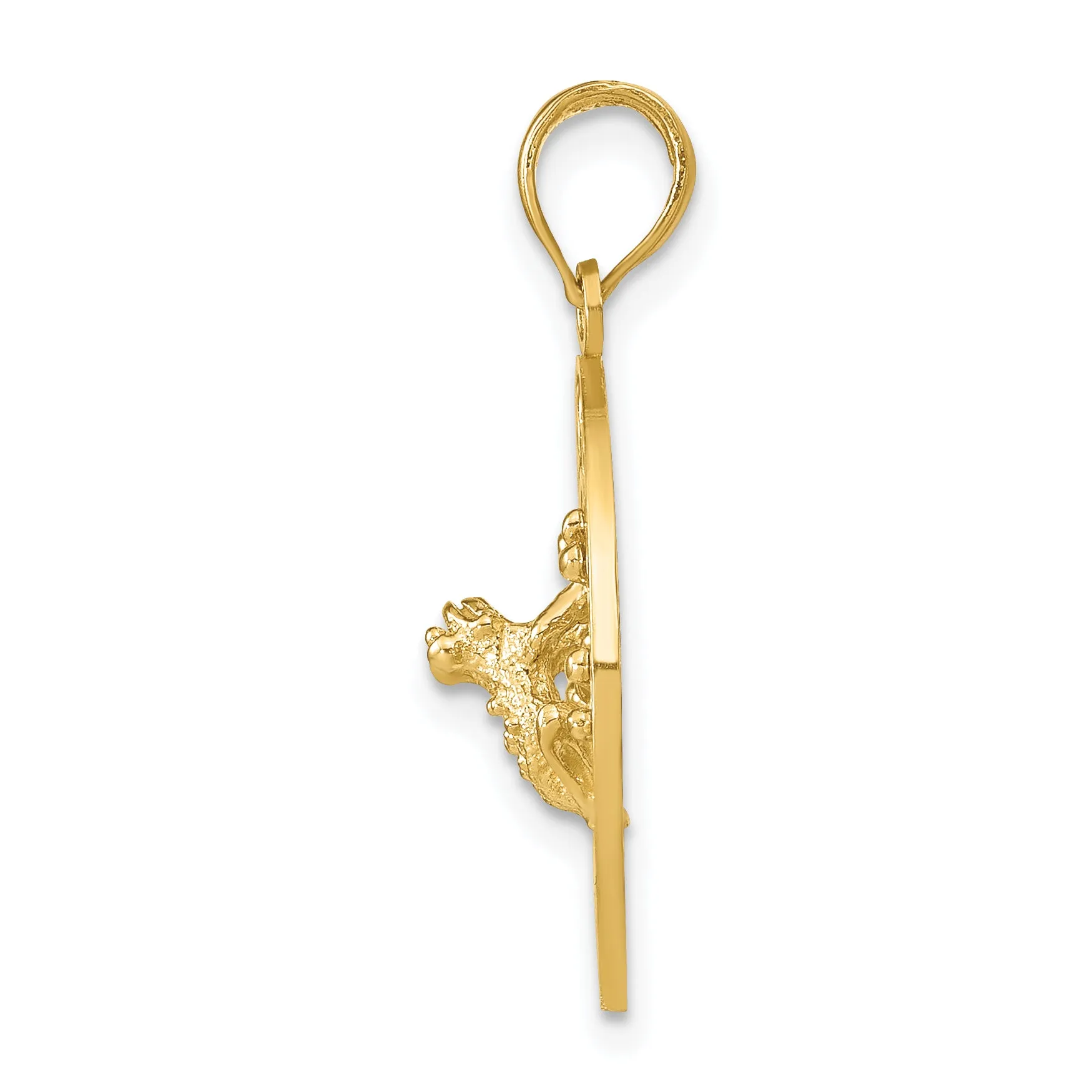 14K Gold Puerto Rico with Frog Pendant  Polished, Solid, Themed Design