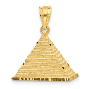 14K Gold Pyramid Charm with Open Back Design Solid and Elegant