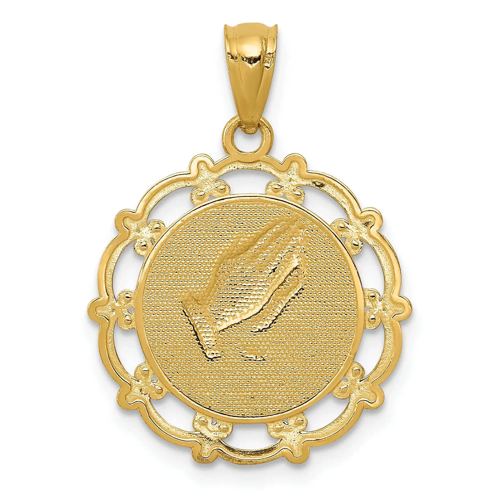 14K Gold Rhodium-Plated Baptism Pendant Solid Cast with Elegant Two-Tone Design