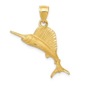 14K Gold Sailfish Pendant for Men  Solid Casted Design