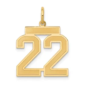 14K Gold Satin Brushed Number 22 Charm  Medium Laser-Cut Charm