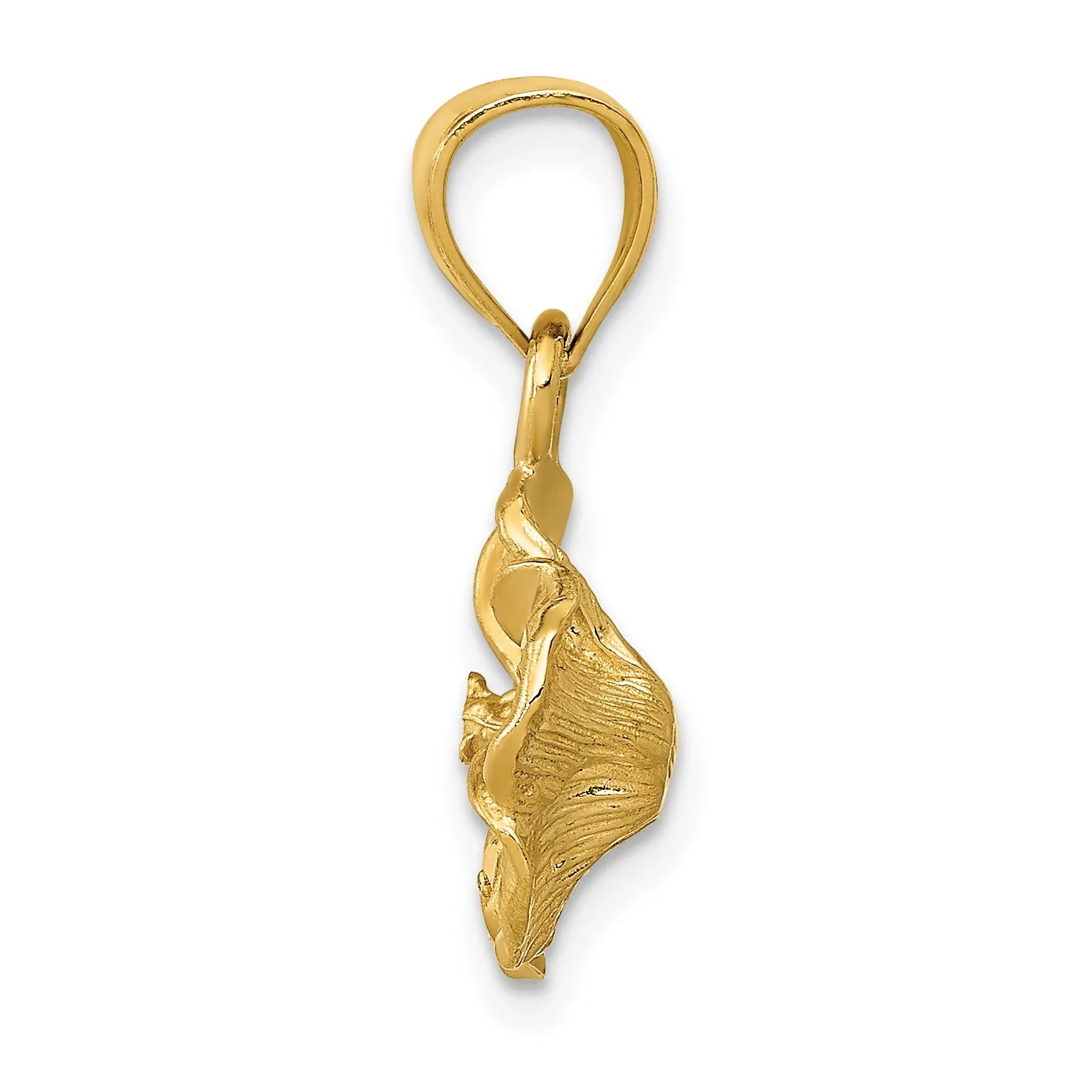 14K Gold Satin Diamond-Cut Hibiscus Pendant with Brushed Finish