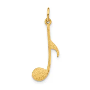 14K Gold Satin Musical Note Charm with Polished Textured Design