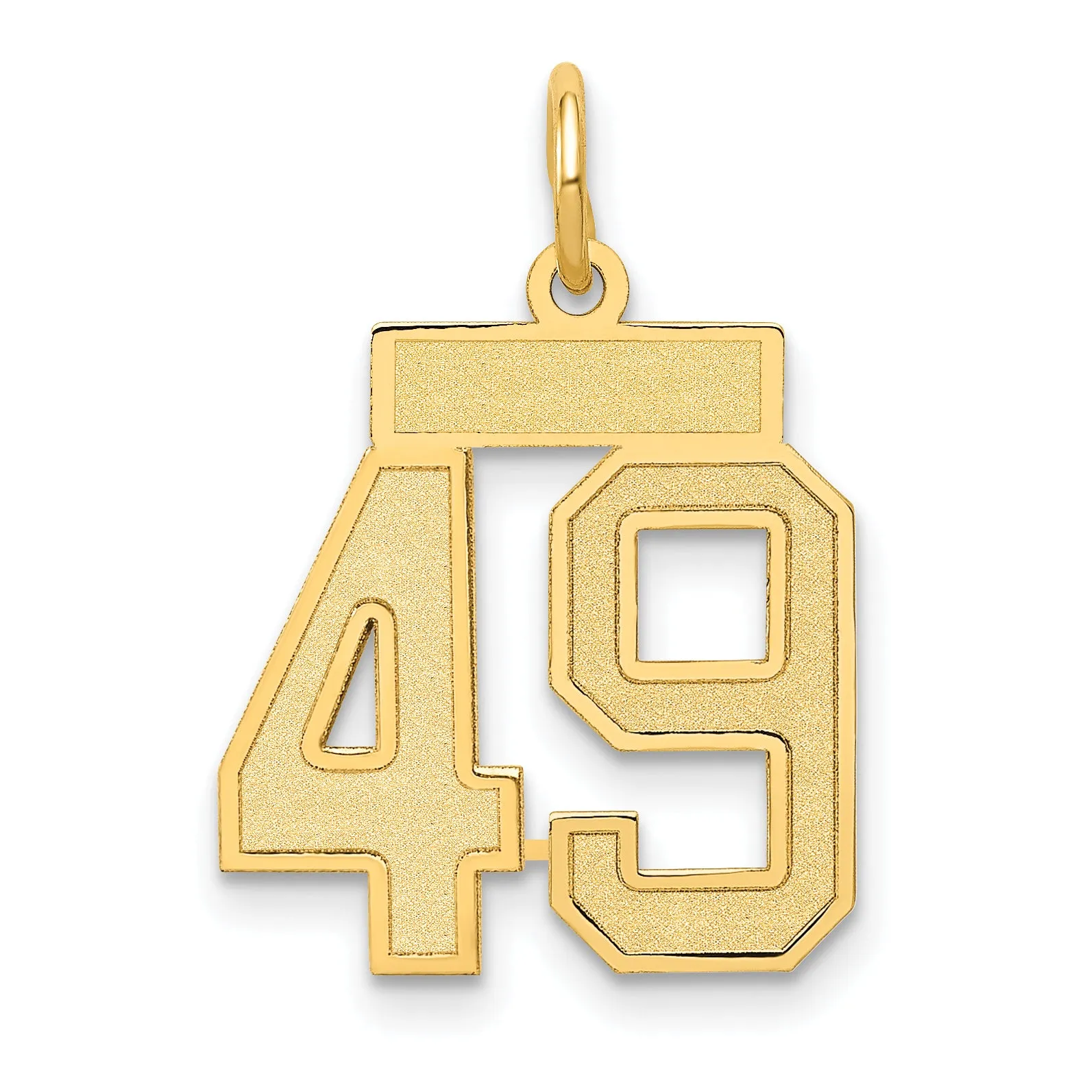 14K Gold Satin Number 49 Charm with Brushed Finish Small