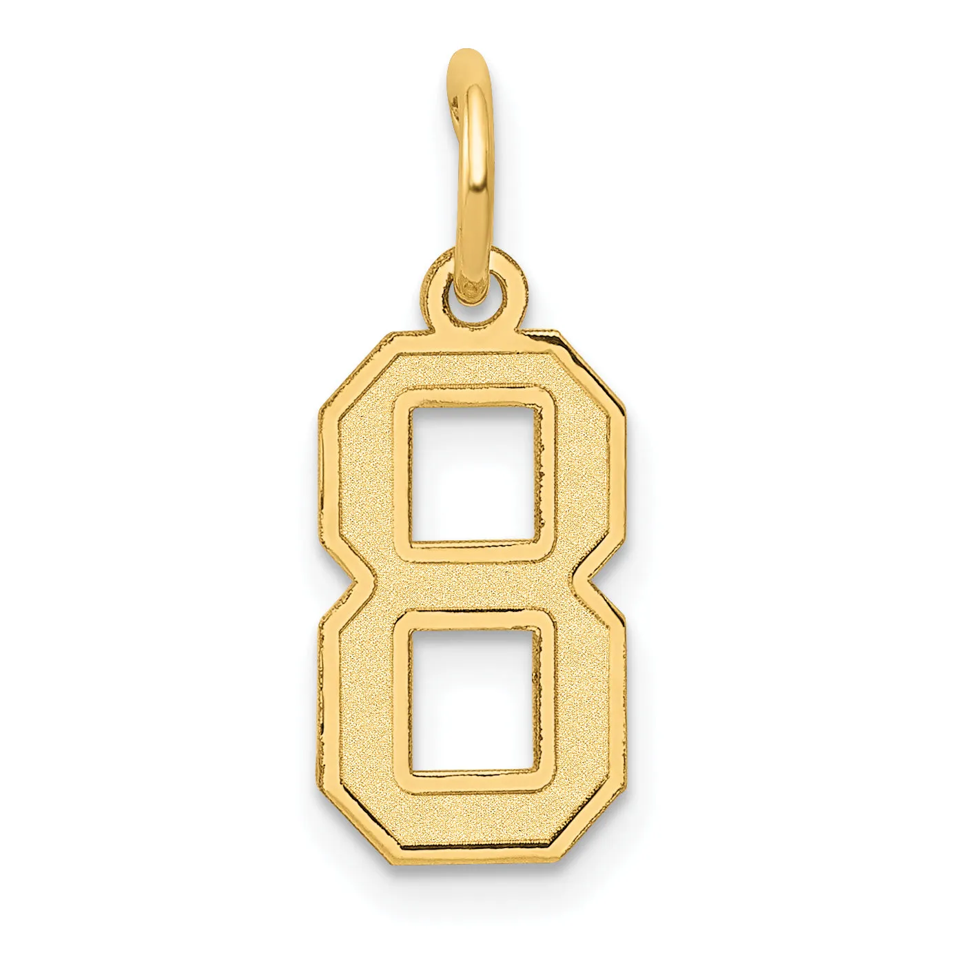 14K Gold Satin Number 8 Charm  Laser Cut, Brushed Finish, Small