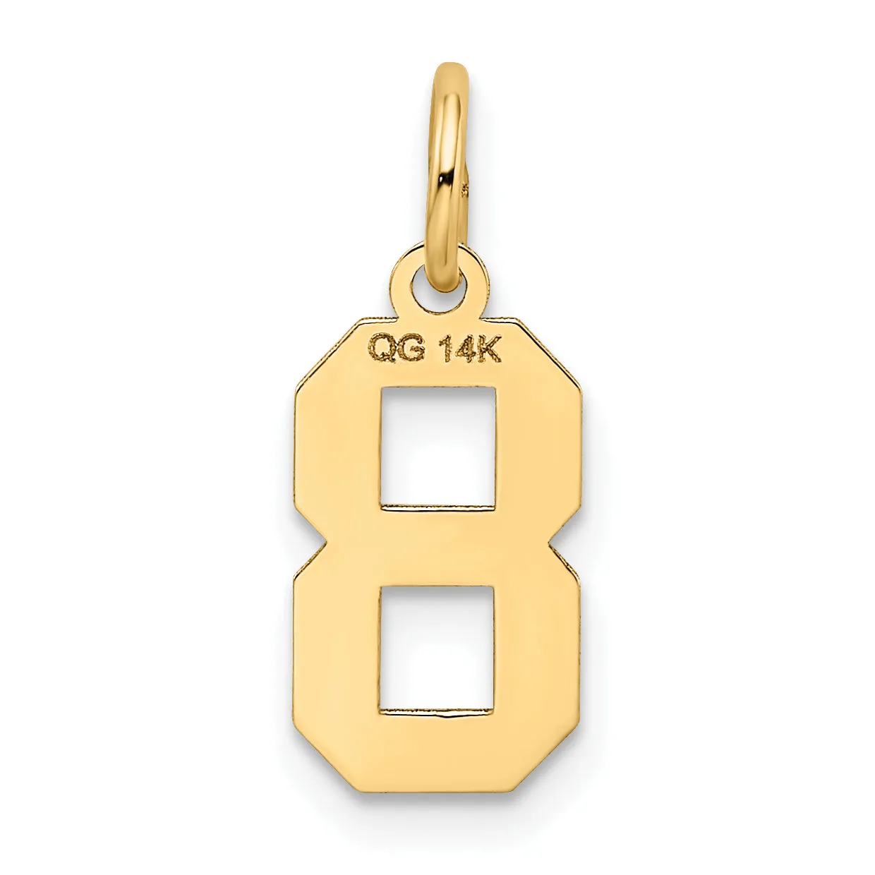 14K Gold Satin Number 8 Charm  Laser Cut, Brushed Finish, Small