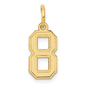 14K Gold Satin Number 8 Charm  Laser Cut, Brushed Finish, Small