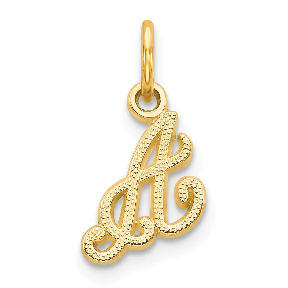 14K Gold Script Letter A Charm with Polished Finish Elegant Small Design