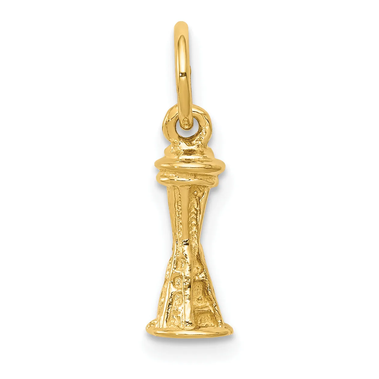 14K Gold Space Needle Charm with Polished Finish Elegant and Unique