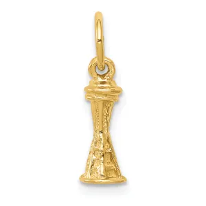14K Gold Space Needle Charm with Polished Finish Elegant and Unique