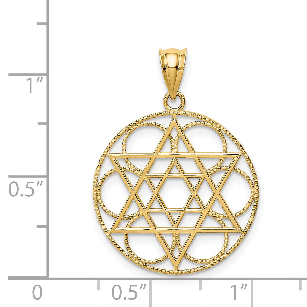 14K Gold Star of David Circle Pendant  Solid, Elegant Design by Sophia Jewelers
