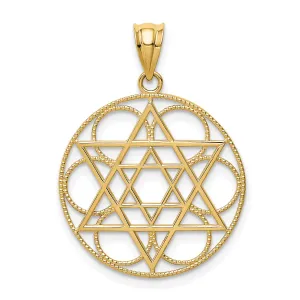 14K Gold Star of David Circle Pendant  Solid, Elegant Design by Sophia Jewelers