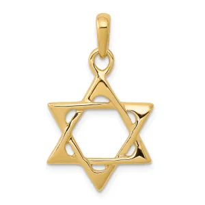 14K Gold Star of David Pendant with Open Back Design  Elegant Craftsmanship