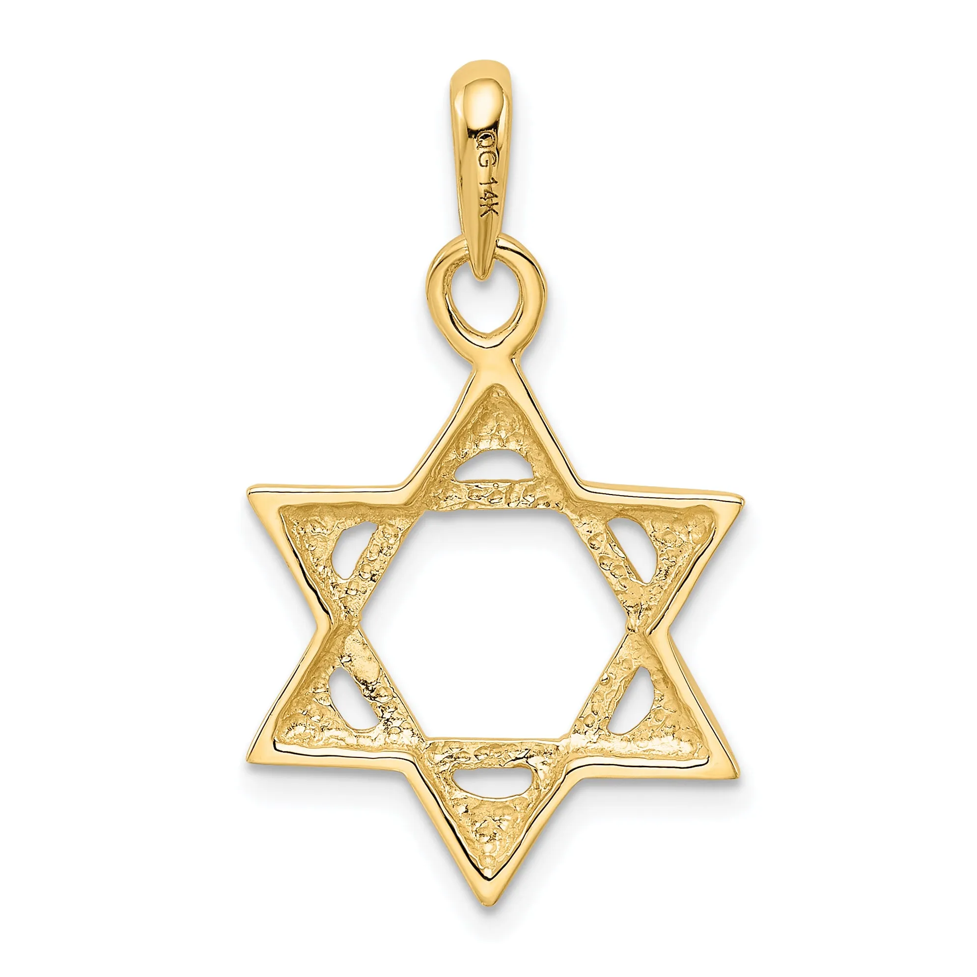 14K Gold Star of David Pendant with Open Back Design  Elegant Craftsmanship