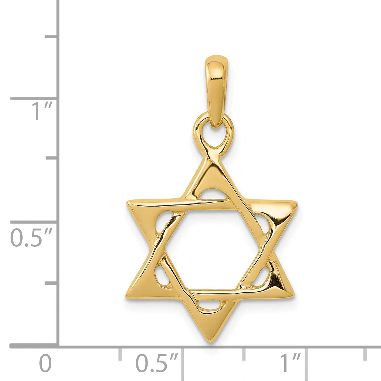 14K Gold Star of David Pendant with Open Back Design  Elegant Craftsmanship