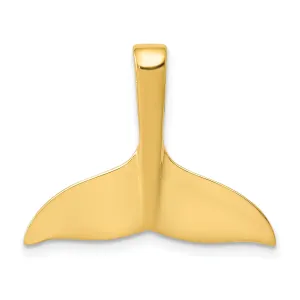 14K Gold Whale Tail Pendant Slide for Men  Solid Casted Design